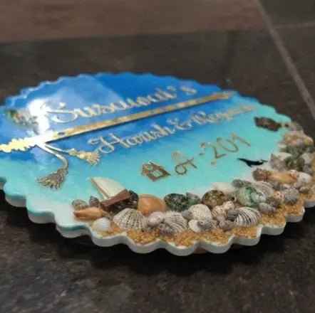 Personalized Ocean Resin Name Plate – Custom Family Name Board | Handmade Home Entrance Décor