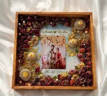 Personalized Resin Memory Tray – Photo & Name | Handmade Wedding Anniversary Gift