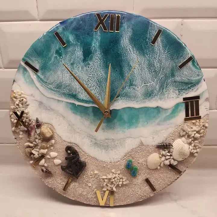 Ocean Wall Clock Decor – Handcrafted Custom Resin Coastal Charm