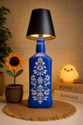 Handcrafted Royal Blue Bottle Lamp – Elevate Your Space with Timeless Elegance