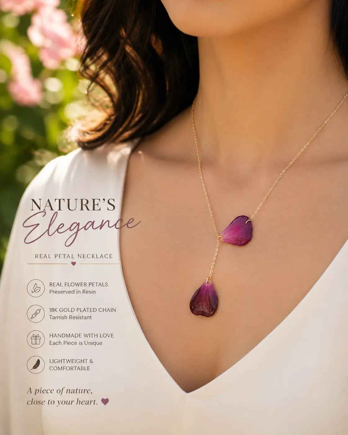 Handcrafted Purple Flower Necklace – Stylish Lariat Botanical Beauty