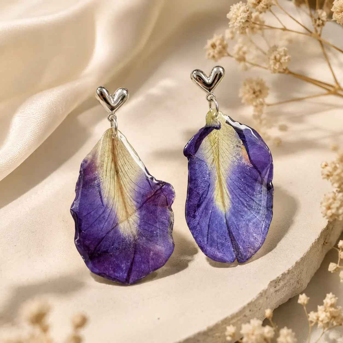 Enchanting Handcrafted Resin Drop Earrings | Lightweight Botanical Beauty