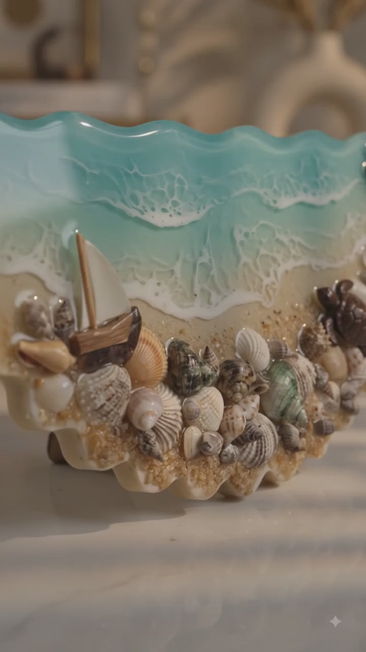 Personalized Ocean Resin Name Plate – Custom Family Name Board | Handmade Home Entrance Décor